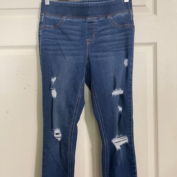 Old Navy Women's Dark Distressed Rockstar Super Skinny Jeggings Mid Rise Jeans 2 - Picture 5 of 9
